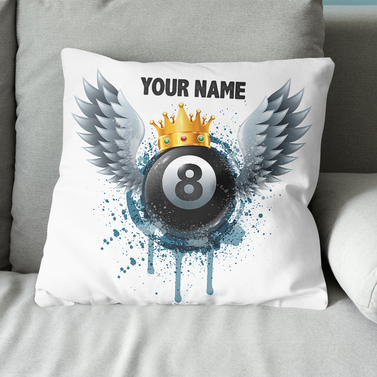 Personalized 8 Ball Billiards Wing Throw Pillow Best Customized Pillows TDM0770