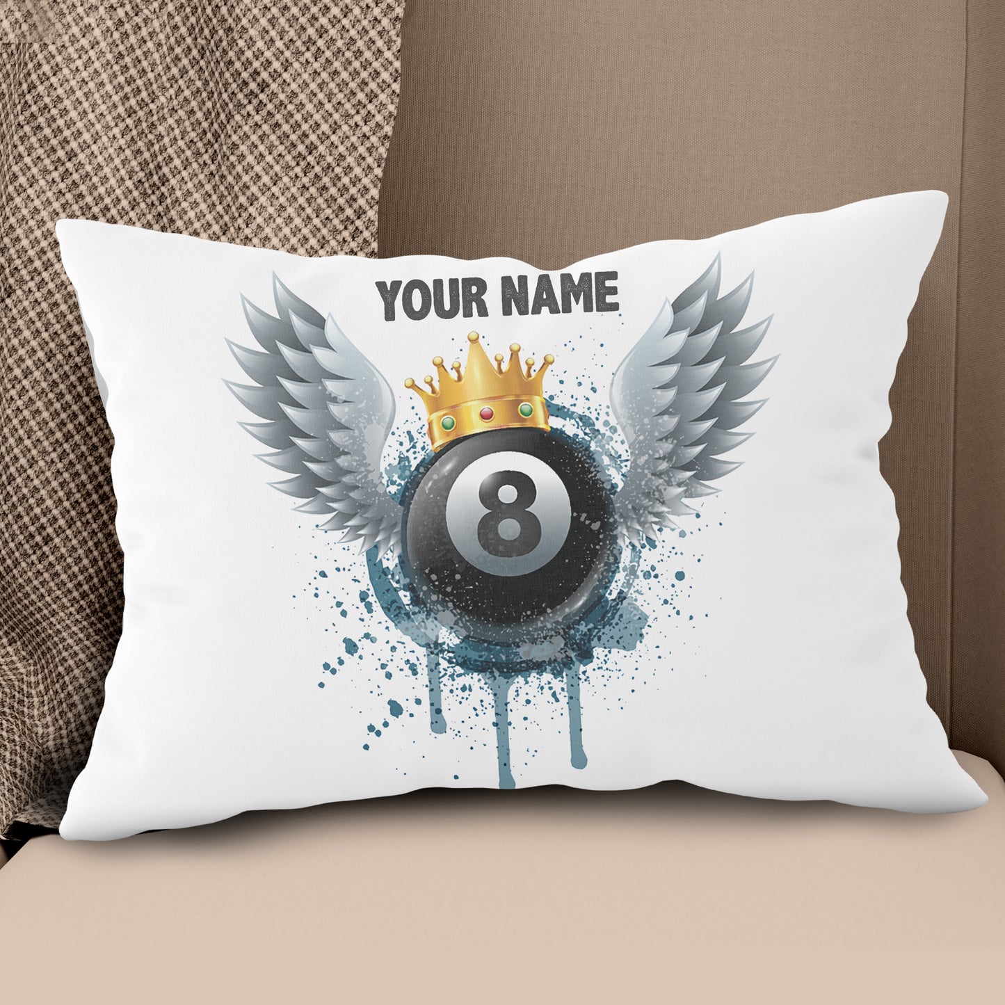 Personalized 8 Ball Billiards Wing Throw Pillow Best Customized Pillows TDM0770