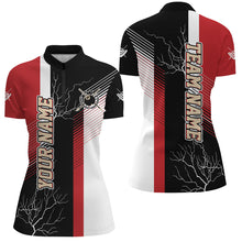 Load image into Gallery viewer, Personalized Black Red Billiard Polo &amp; Quarter Zip For Women Custom 8 Ball Pool Billiard Team Jerseys TDM3268
