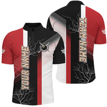 Load image into Gallery viewer, Personalized Black Red Billiard Polo &amp; Quarter Zip For Men Custom 8 Ball Pool Billiard Team Jerseys TDM3268