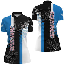 Load image into Gallery viewer, Personalized Black Blue Billiard Polo &amp; Quarter Zip For Women Custom 8 Ball Pool Billiard Team Jersey TDM3270