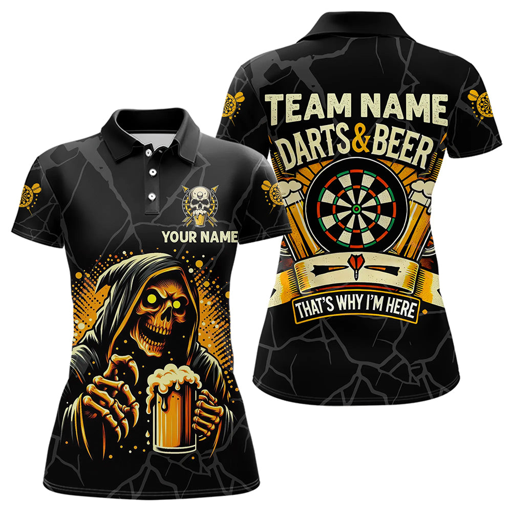 Darts And Beer That's Why I'm Here Custom Grim Reaper Women Darts Shirts, Drinking Dart Jerseys TDM3461