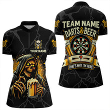 Load image into Gallery viewer, Darts And Beer That&#39;s Why I&#39;m Here Custom Death Skeleton Women Darts Shirts, Drinking Dart Jerseys TDM3461