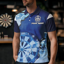 Load image into Gallery viewer, Blue Icy Light Darts Polo &amp; Quarter Zip Custom Dart Shirts For Men, Cool Darts Team Jerseys TDM3462