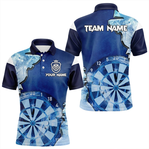 Blue Icy Light Darts Polo & Quarter Zip Custom Dart Shirts For Men, Cool Darts Team Jerseys TDM3462