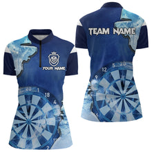 Load image into Gallery viewer, Blue Icy Light Darts Polo &amp; Quarter Zip Custom Dart Shirts For Women, Cool Darts Team Jerseys TDM3462