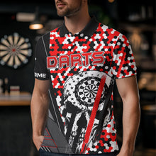 Load image into Gallery viewer, Personalized Red Camo Skull Dart Shirts For Men Custom Funny Skull Dart Jerseys Polo &amp; 1/4 Zip TDM3770
