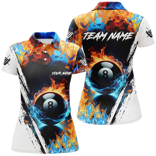 8 Ball Pool Water Fire Custom 3D All Over Print Billiard Shirts For Women, Billiard Team Jerseys TDM2286