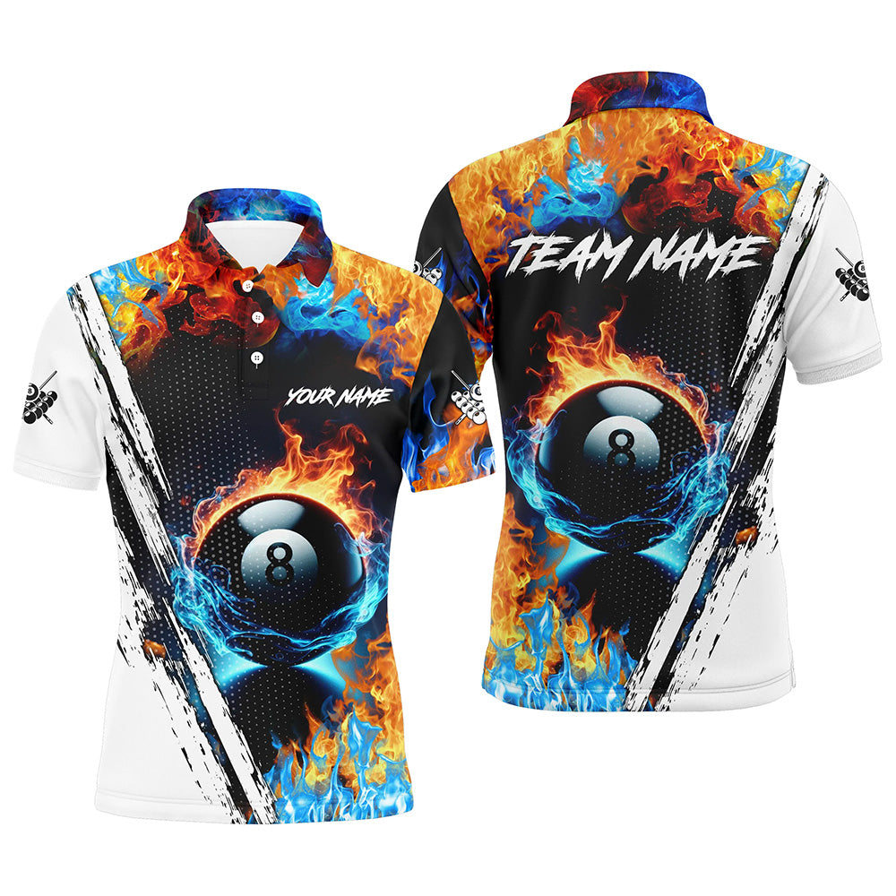 8 Ball Pool Water Fire Custom 3D All Over Print Billiard Shirts For Men, Billiard Team Jerseys TDM2286