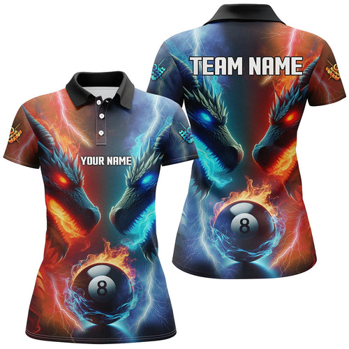 Personalized Water Fire 3D Dragon 8 Ball Pool Billiard Shirts For Women, Team League Billiard Jerseys TDM2290