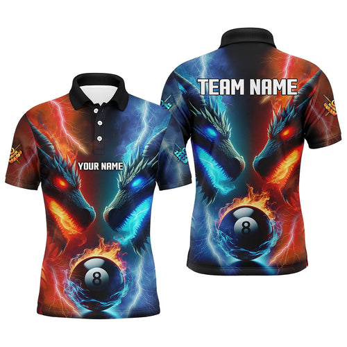 Personalized Water Fire 3D Dragon 8 Ball Pool Billiard Shirts For Men, Team League Billiard Jerseys TDM2290