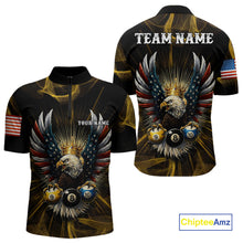 Load image into Gallery viewer, Personalized Crown American Flag Eagle 8, 9 &amp; 10 Ball Pool Shirt For Men, Billiard Team Jersey TDM5044