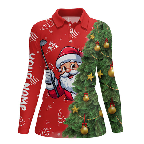 Red And Green Funny Christmas Santa Women Golf Polo Shirts Custom Golfing Gifts For Christmas TDM3039