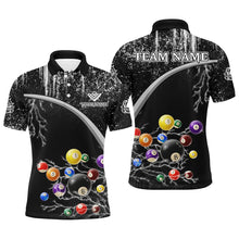 Load image into Gallery viewer, Personalized Black White Grunge Lightning Billiard Shirts For Men, 3D Pool Ball Billiard Jerseys TDM3278
