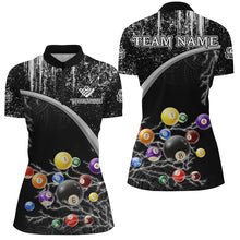 Load image into Gallery viewer, Personalized Black White Grunge Lightning Billiard Shirts For Women, 3D Pool Ball Billiard Jerseys TDM3278