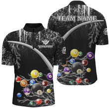 Load image into Gallery viewer, Personalized Black White Grunge Lightning Billiard Shirts For Men, 3D Pool Ball Billiard Jerseys TDM3278