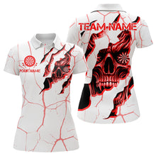 Load image into Gallery viewer, Personalized Skull White Red Grunge Darts Polo &amp; Quarter-Zip For Women Custom Dart Team Jerseys TDM3467