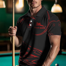 Load image into Gallery viewer, Black And Red 8 Ball Pool Tribal Pattern Men Billiard Polo &amp; 1/4 Zip Custom Billiard Pool Jerseys TDM3472