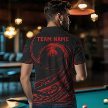 Load image into Gallery viewer, Black And Red 8 Ball Pool Tribal Pattern Men Billiard Polo &amp; 1/4 Zip Custom Billiard Pool Jerseys TDM3472