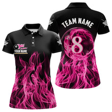 Load image into Gallery viewer, 3D Pink Flaming 8 Ball Pool Women Billiard Polo &amp; 1/4 Zip Shirt Custom Pool Player Billiard Jersey TDM3616