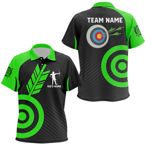 Personalized Green Archery Jerseys For Kid Custom Archery Polo Shirts Team League Archery Shirts TDM1495