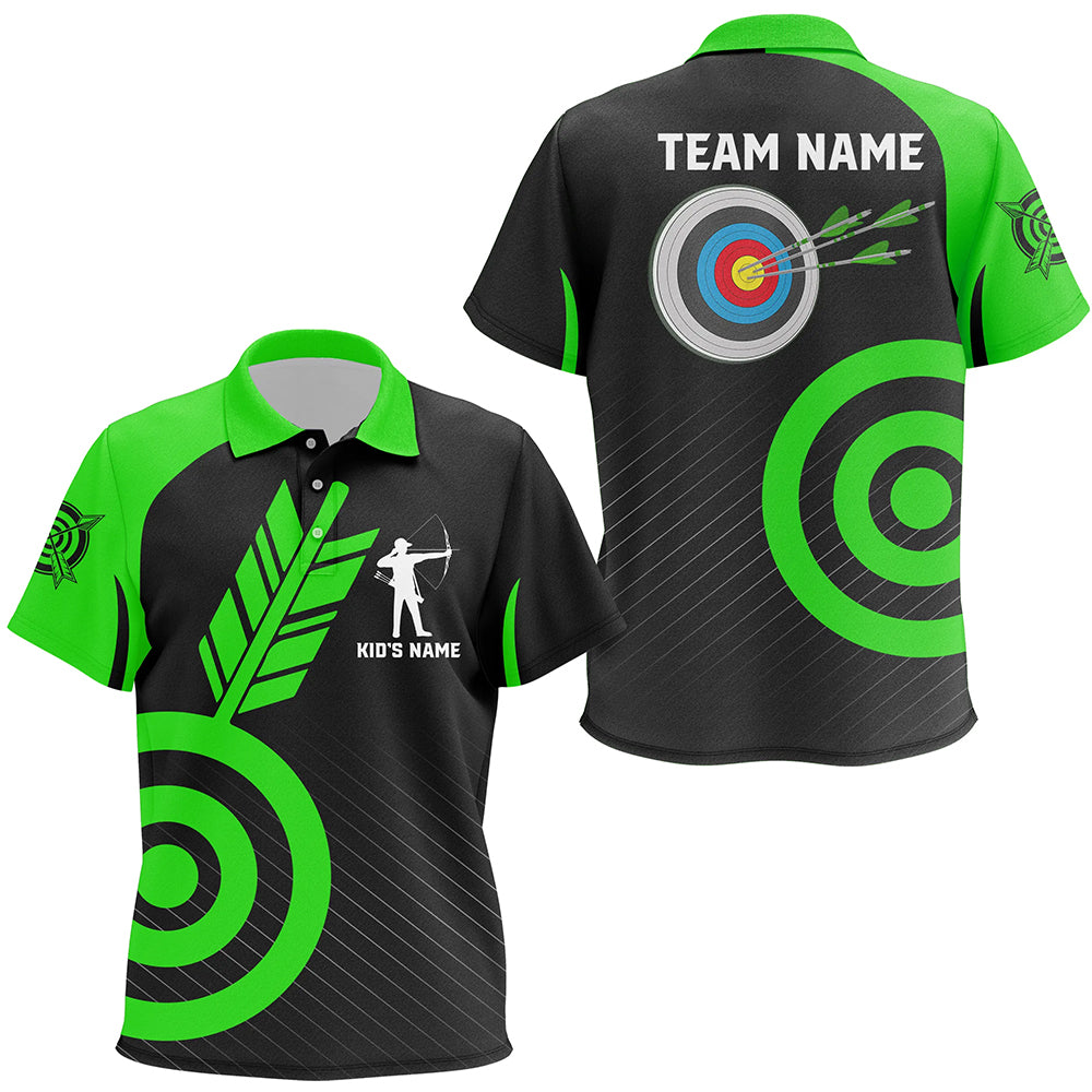 Personalized Green Archery Jerseys For Kid Custom Archery Polo Shirts Team League Archery Shirts TDM1495