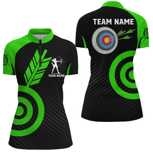 Green Archery Jerseys For Women Custom Archery Quarter-Zip Shirt Team League Archery Shirts TDM1495