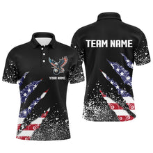 Load image into Gallery viewer, Custom Ball 8 US Flag Black Grunge Men Billiard Polo &amp; Quarter-Zip Shirt Best Billiard Team Jersey TDM1649