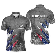 Load image into Gallery viewer, Custom Ball 8 Texas Flag Grey Grunge Men Billiard Polo &amp; 1/4 Zip Shirt Best Billiard Team Jersey TDM1651