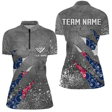Load image into Gallery viewer, Custom Ball 8 Texas Flag Grey Grunge Women Billiard Polo &amp; 1/4 Zip Shirt Best Billiard Team Jersey TDM1651