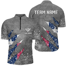 Load image into Gallery viewer, Custom Ball 8 Texas Flag Grey Grunge Men Billiard Polo &amp; 1/4 Zip Shirt Best Billiard Team Jersey TDM1651