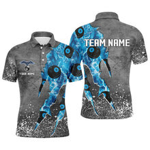 Load image into Gallery viewer, Custom Ball 8 Thunder Lighting Grunge Billiard Shirts For Men Best Billiard Team Jersey |Blue TDM1657