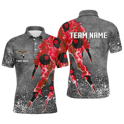 Custom Ball 8 Thunder Lighting Grunge Billiard Shirts For Men Best Billiard Team Jersey |Red TDM1658