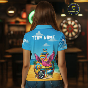 Personalized Funny Tropical Flamingo Darts Shirt For Women Custom Darts Jersey Outfit, Darts Gifts TDM4408