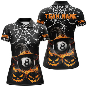 Personalized Halloween 8 Ball Pool Funny Pumpkin Billiard Shirts For Women, Halloween Billiard Gifts TDM2309