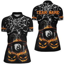 Load image into Gallery viewer, Personalized Halloween 8 Ball Pool Funny Pumpkin Billiard Shirts For Women, Halloween Billiard Gifts TDM2309