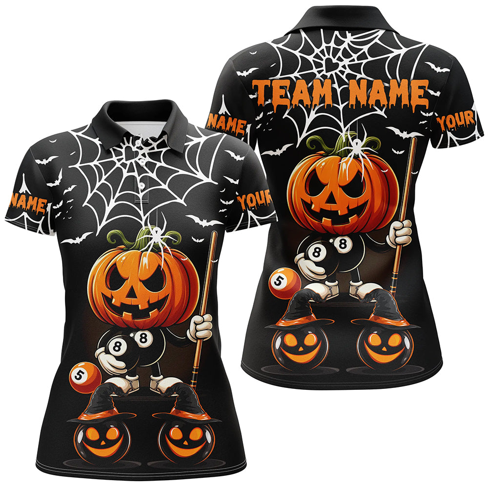 Personalized Funny Pumpkin 8 Ball Pool Billiard Shirts For Women, Halloween Gifts Billiard Costumes TDM2310