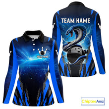 Load image into Gallery viewer, Personalized Blue Thunder Lightning Cobra Snake Bowling Shirts For Women, Bowling Team Jersey TDM4643