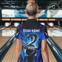 Load image into Gallery viewer, Personalized Blue Thunder Lightning Cobra Snake Bowling Shirts For Women, Bowling Team Jersey TDM4643