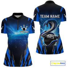 Load image into Gallery viewer, Personalized Blue Thunder Lightning Cobra Snake Bowling Shirts For Women, Bowling Team Jersey TDM4643