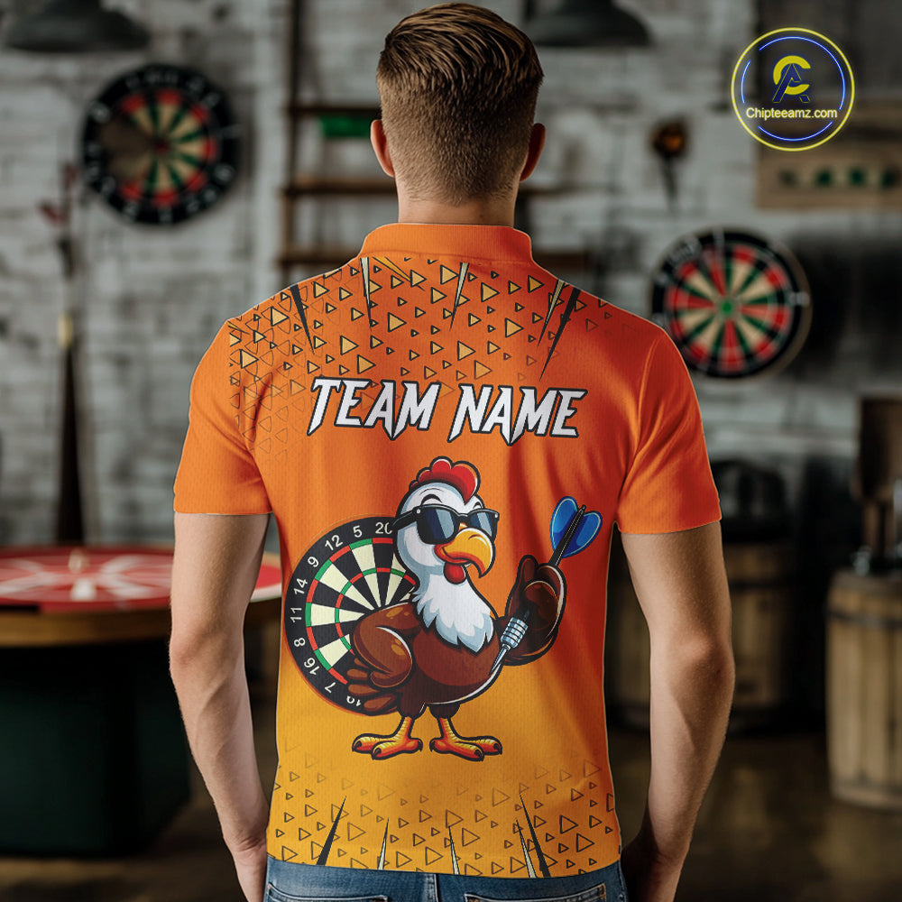 Orange Funny Turkey Darts Shirt For Men Custom Thanksgiving Shirt For Darts Player, Darts Gifts TDM4837