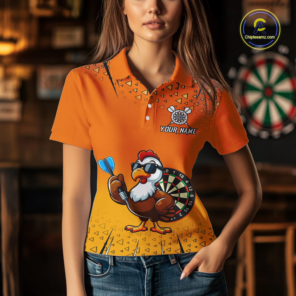 Orange Funny Turkey Darts Shirt For Women Custom Thanksgiving Shirt For Darts Player, Darts Gifts TDM4837