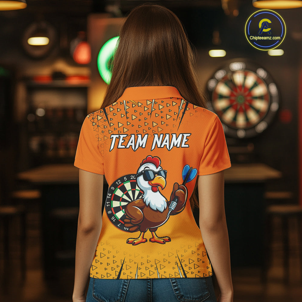Orange Funny Turkey Darts Shirt For Women Custom Thanksgiving Shirt For Darts Player, Darts Gifts TDM4837