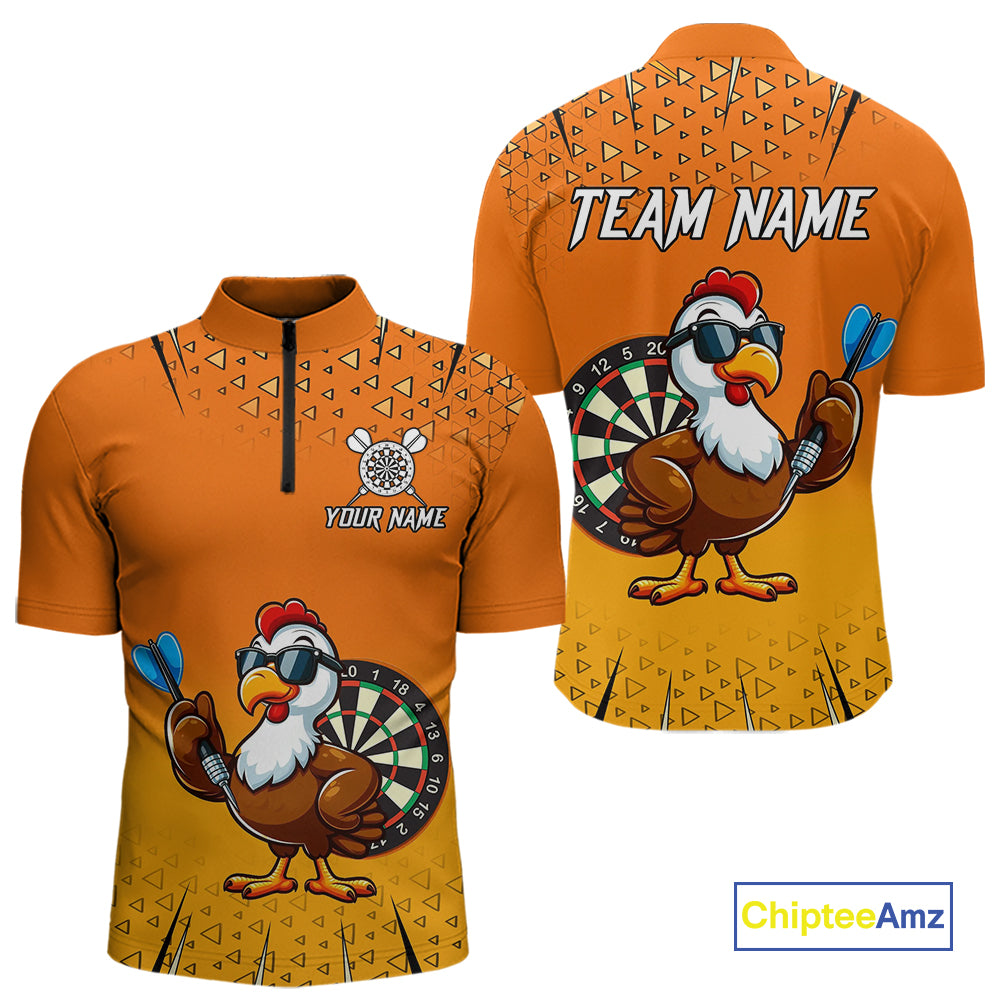 Orange Funny Turkey Darts Shirt For Men Custom Thanksgiving Shirt For Darts Player, Darts Gifts TDM4837