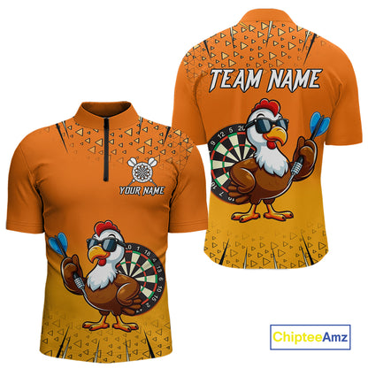 Orange Funny Turkey Darts Shirt For Men Custom Thanksgiving Shirt For Darts Player, Darts Gifts TDM4837