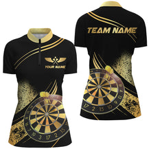 Load image into Gallery viewer, Personalized Golden Dartboard Grunge Dart Shirts For Women Custom Darts League Jerseys Team Uniform TDM2805