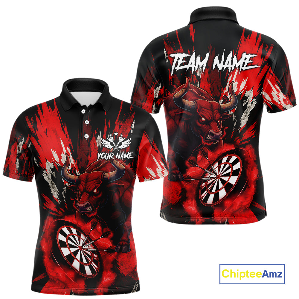 Personalized Red Dartboard Splash Bull Darts Shirt For Men Custom Dart Jersey Team Polo & 1/4 Zip TDM5276