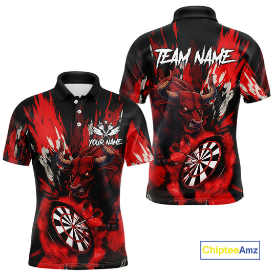 Personalized Red Dartboard Splash Bull Darts Shirt For Men Custom Dart Jersey Team Polo & 1/4 Zip TDM5276
