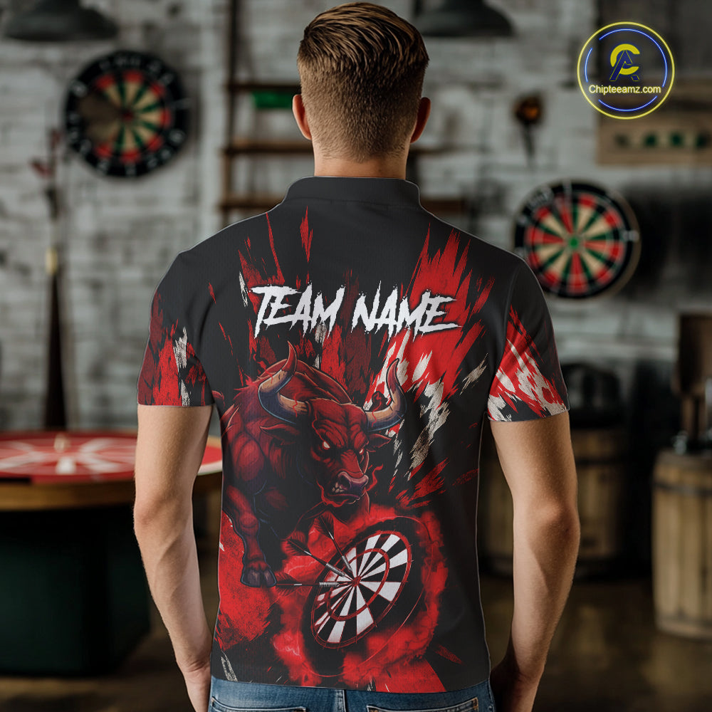 Personalized Red Dartboard Splash Bull Darts Shirt For Men Custom Dart Jersey Team Polo & 1/4 Zip TDM5276