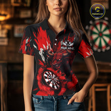 Load image into Gallery viewer, Personalized Red Dartboard Splash Bull Darts Shirt For Women Custom Dart Jersey Team Polo &amp; 1/4 Zip TDM5276